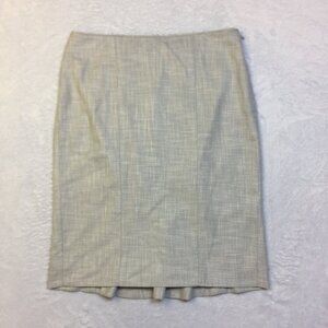White House Black Market Pencil Skirt Sz 4 Womans Gray Ruffle Back Stretch Lined